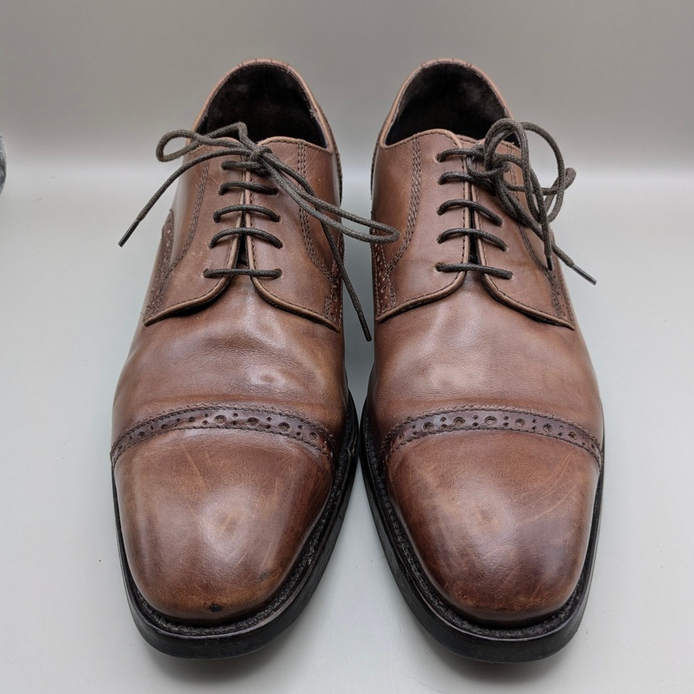 To Boot New York Bolzano Brown Leather Cap Toe Brogue Oxford Shoes Mens 10 M